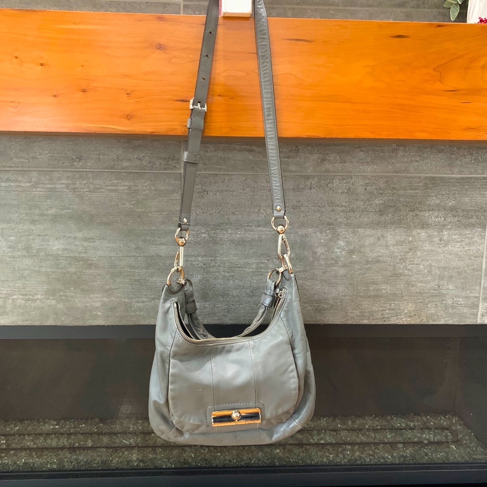 Gray leather Coach bag